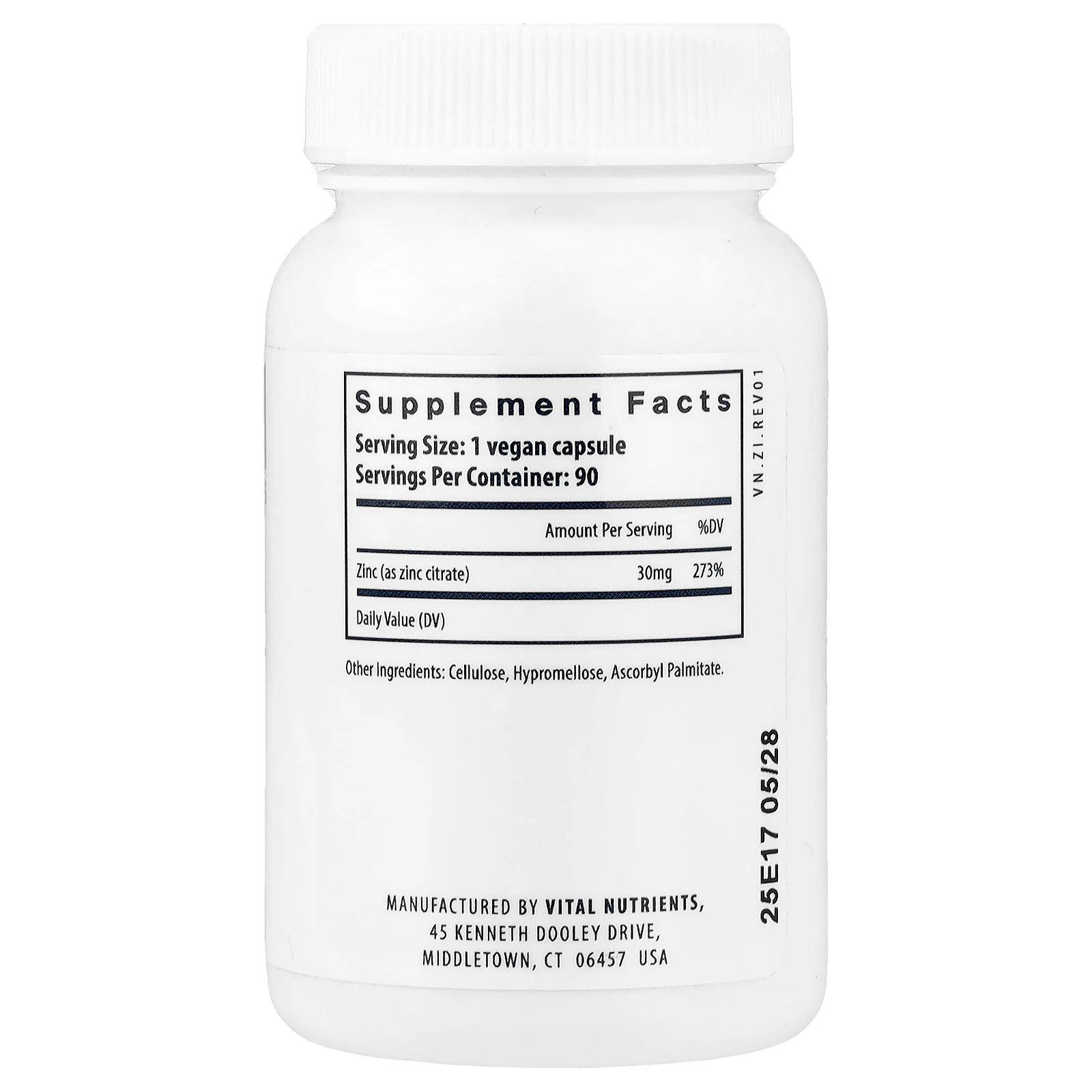 2 X Vital Nutrients, Zinc (Citrate), 30 mg, 90 Vegan Capsules