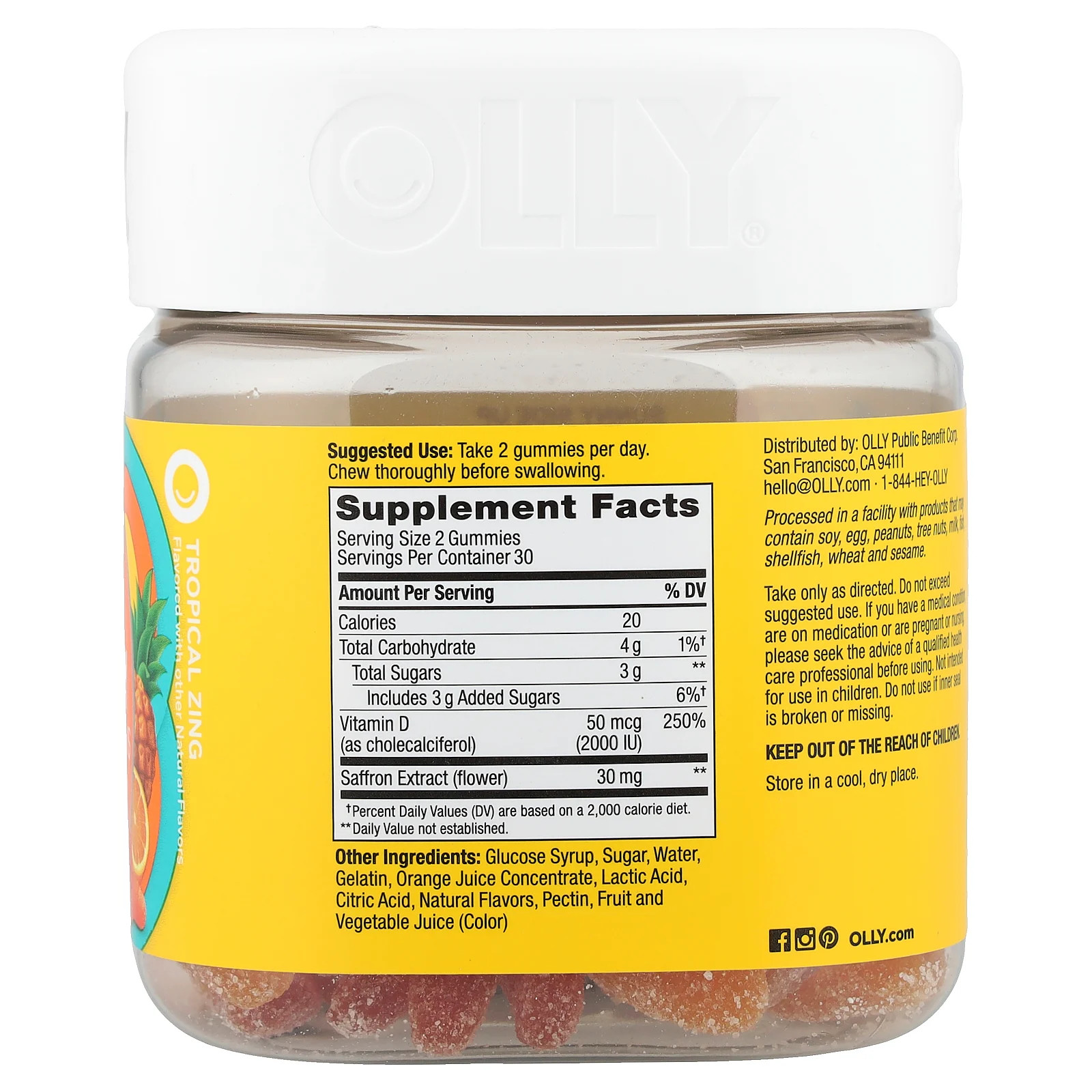 Hello Happy, Gummy Worms, Tropical Zing, 60 Gummies