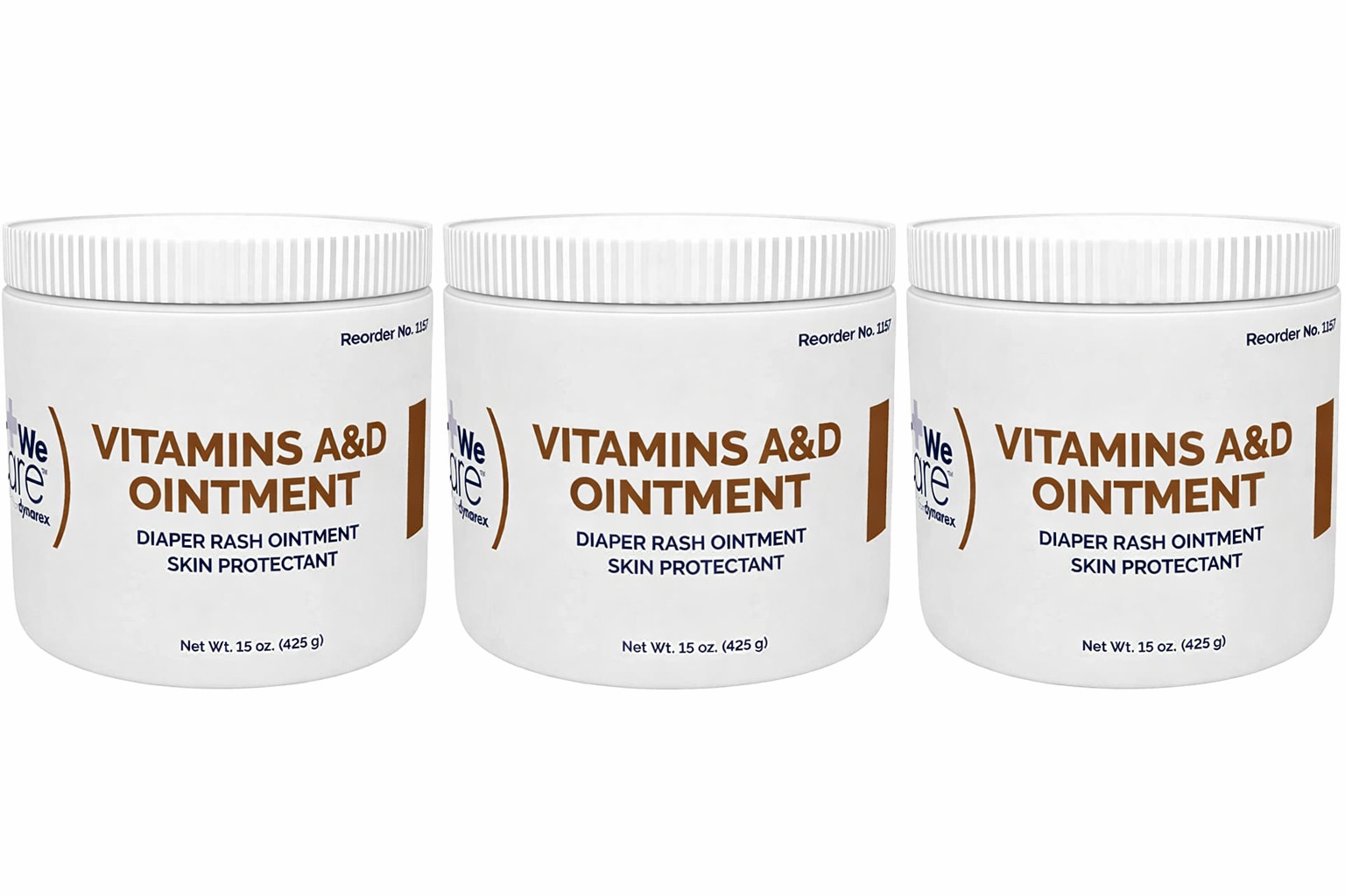 Dynarex Vitamins A&D Ointment Skin Protectant – 15 oz Jars, Pack of 3