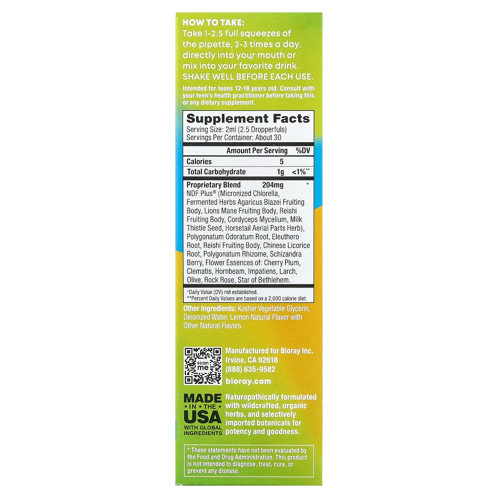 2 X Bioray, Rayz�, Thinking Cap, For Teens, Lemon, 2 fl oz (60 ml)