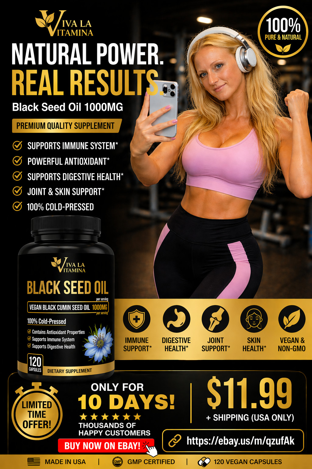 Black Seed Oil-100% Pure 1000 Mg Cold Pressed Cumin Nigella Sativa NO GMO USA