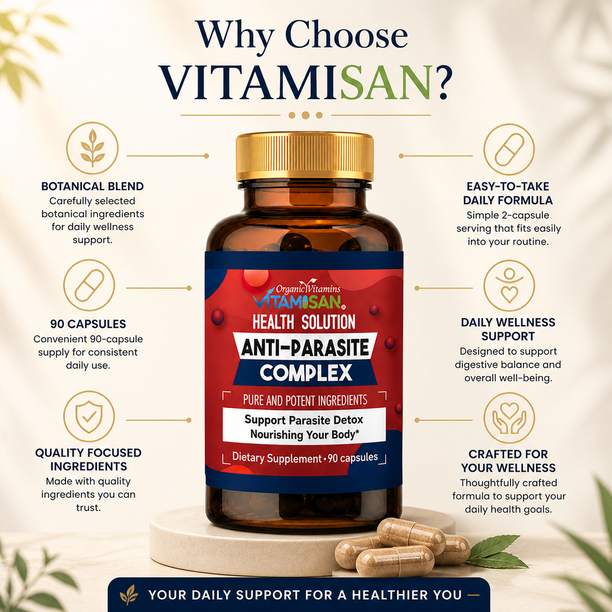 Intestinal Parasite Cleanse Detox Dietary Capsules Supports Digestion Natural 90