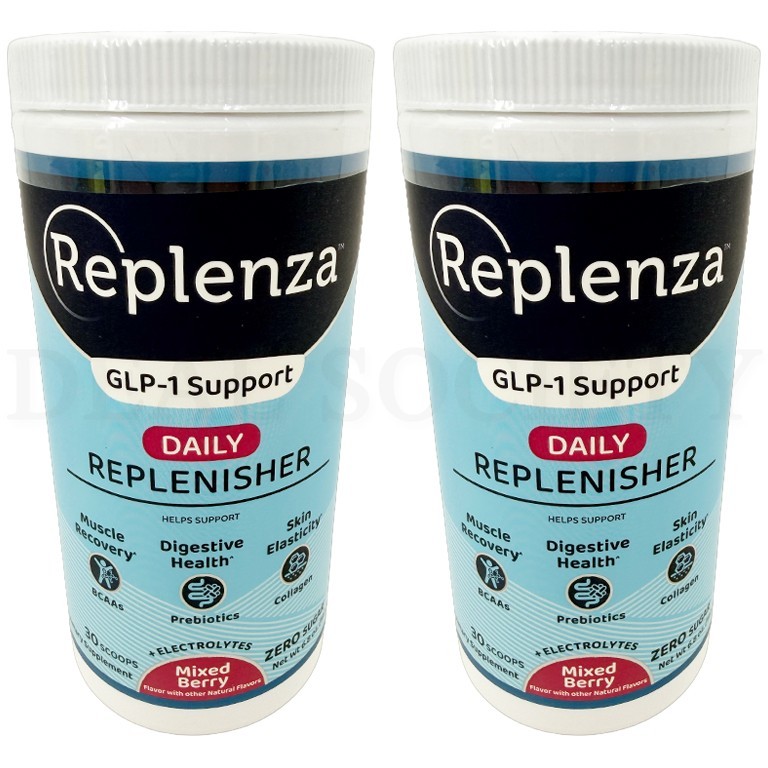 Replenza GLP-1 Support Daily Replenisher Mixed Berry 30 Scoops Each Lot of 2