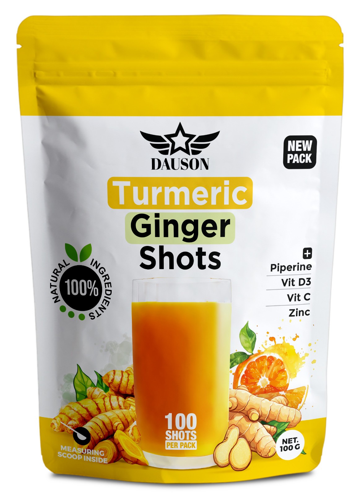 Turmeric Ginger Supplements with Piperine, Vitamin C, Vitamin D3 & Zinc