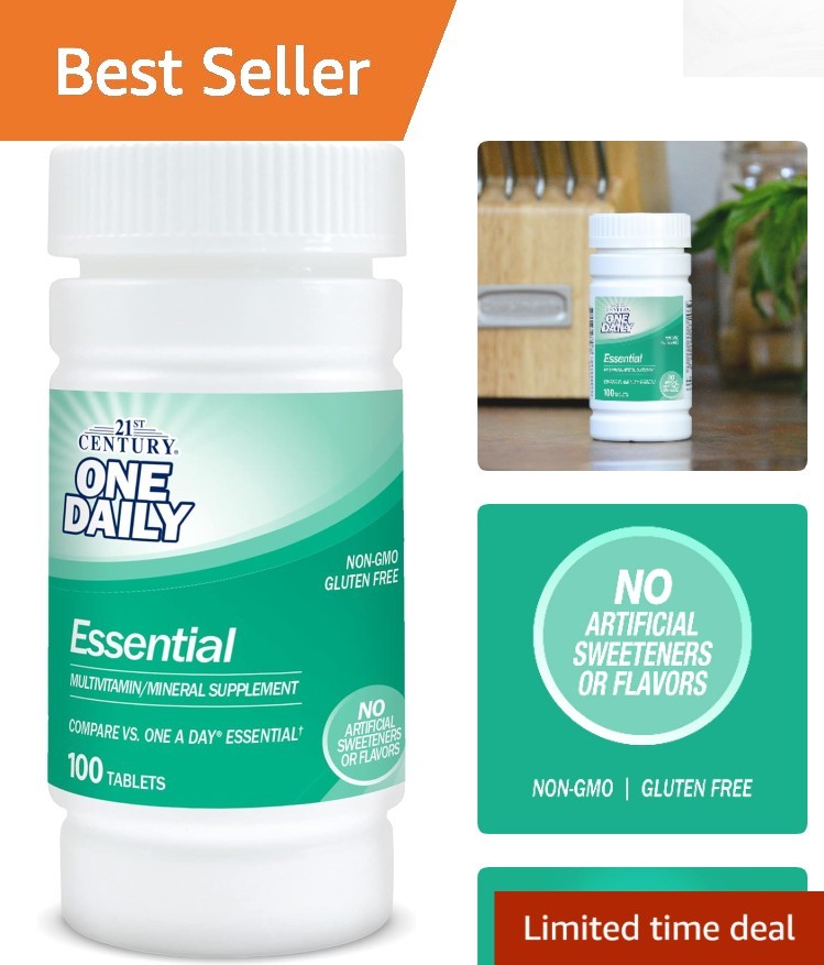 Non-GMO Essential Multivitamins – 100 Easy-to-Swallow Tablets for Adult Wellness