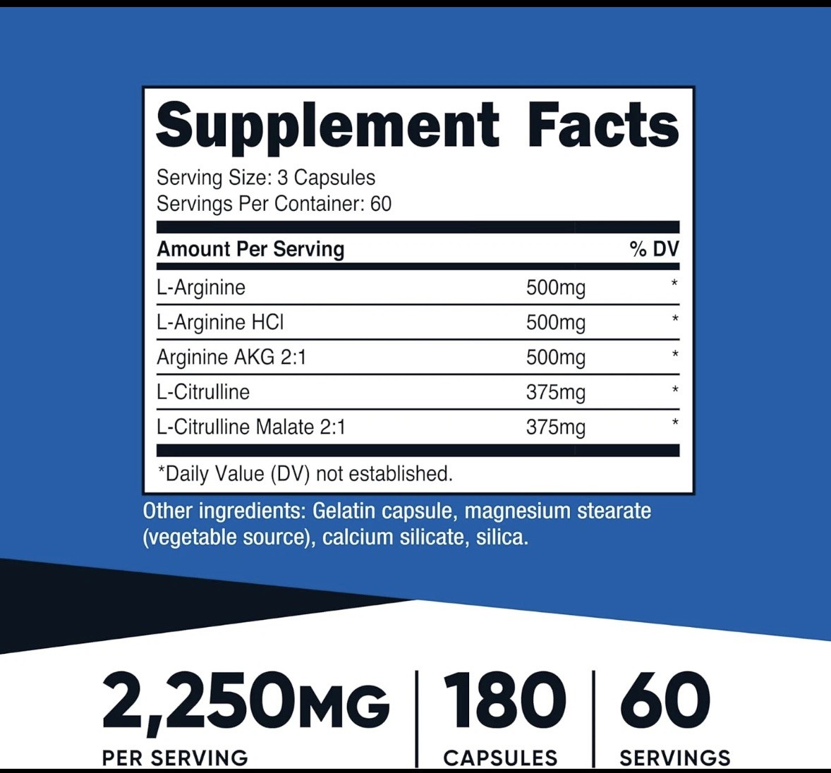 Nutricost Nitric Oxide Booster (2250mg) 90 Capsules – Gluten Free, Non-GMO, 750m