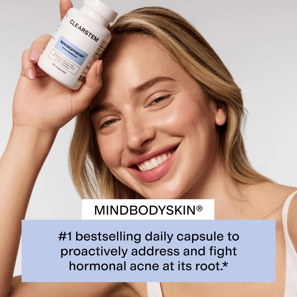 CLEARSTEM – MINDBODYSKIN Hormonal Acne Supplement 180 Count (Pack of 2)