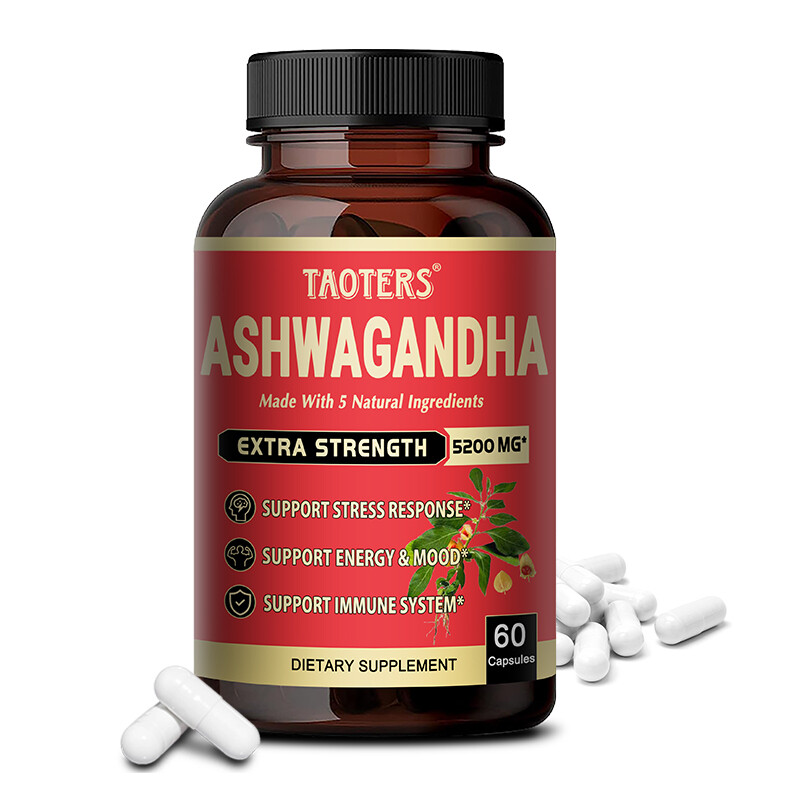 Organic Ashwagandha Capsules 5200mg Supplement With Black Pepper Root Powder