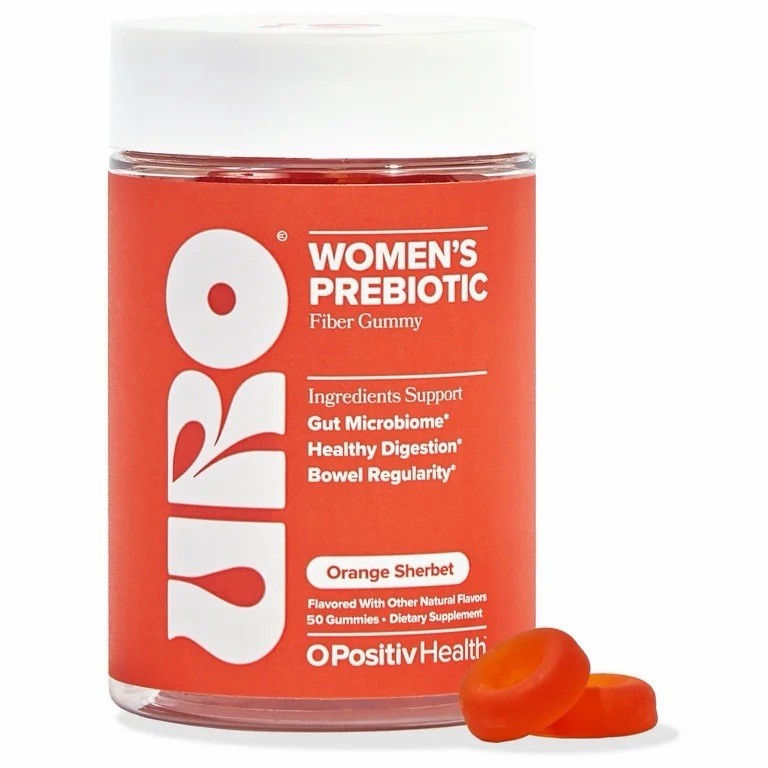 O Positiv URO Prebiotic Fiber Gummies for Digestive Gut Health Sherbet, 50 ct
