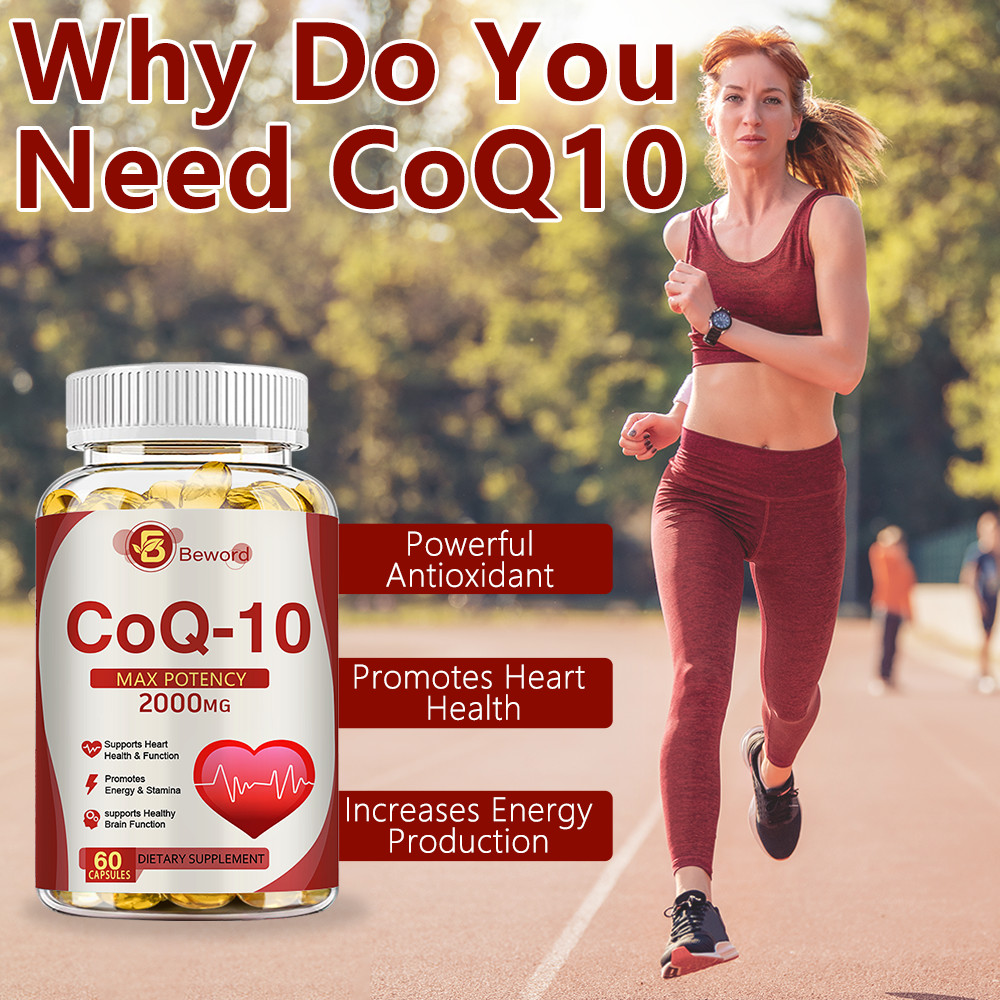 CoQ10 2000mg 60 Softgels Coenzyme Q-10 Non-GMO Heart Support Capsules