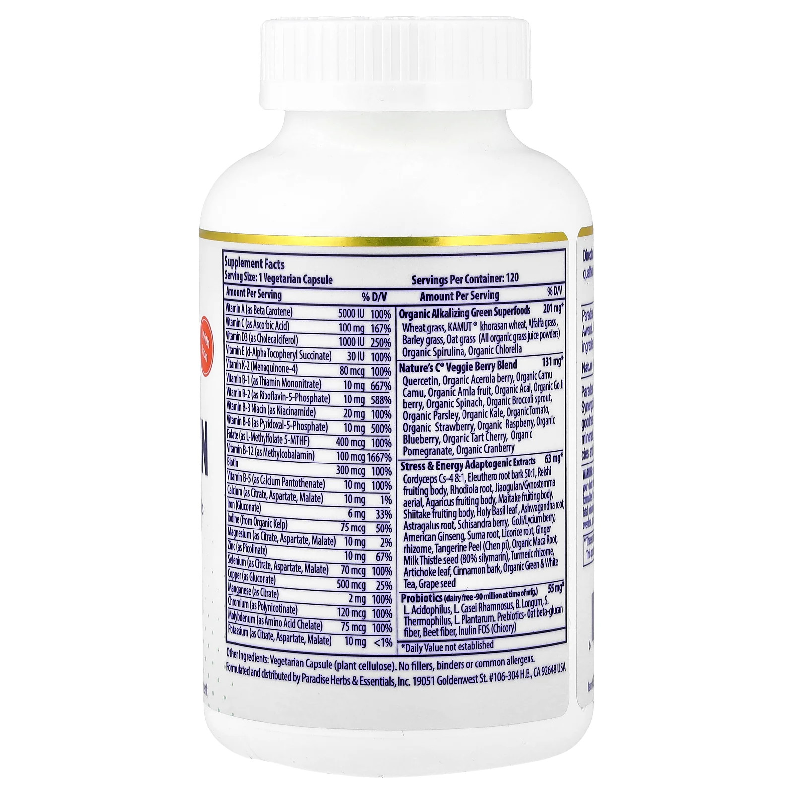 2 X Paradise Herbs, Earth’s Blend, One Daily Superfood Multi-Vitamin with Iron,