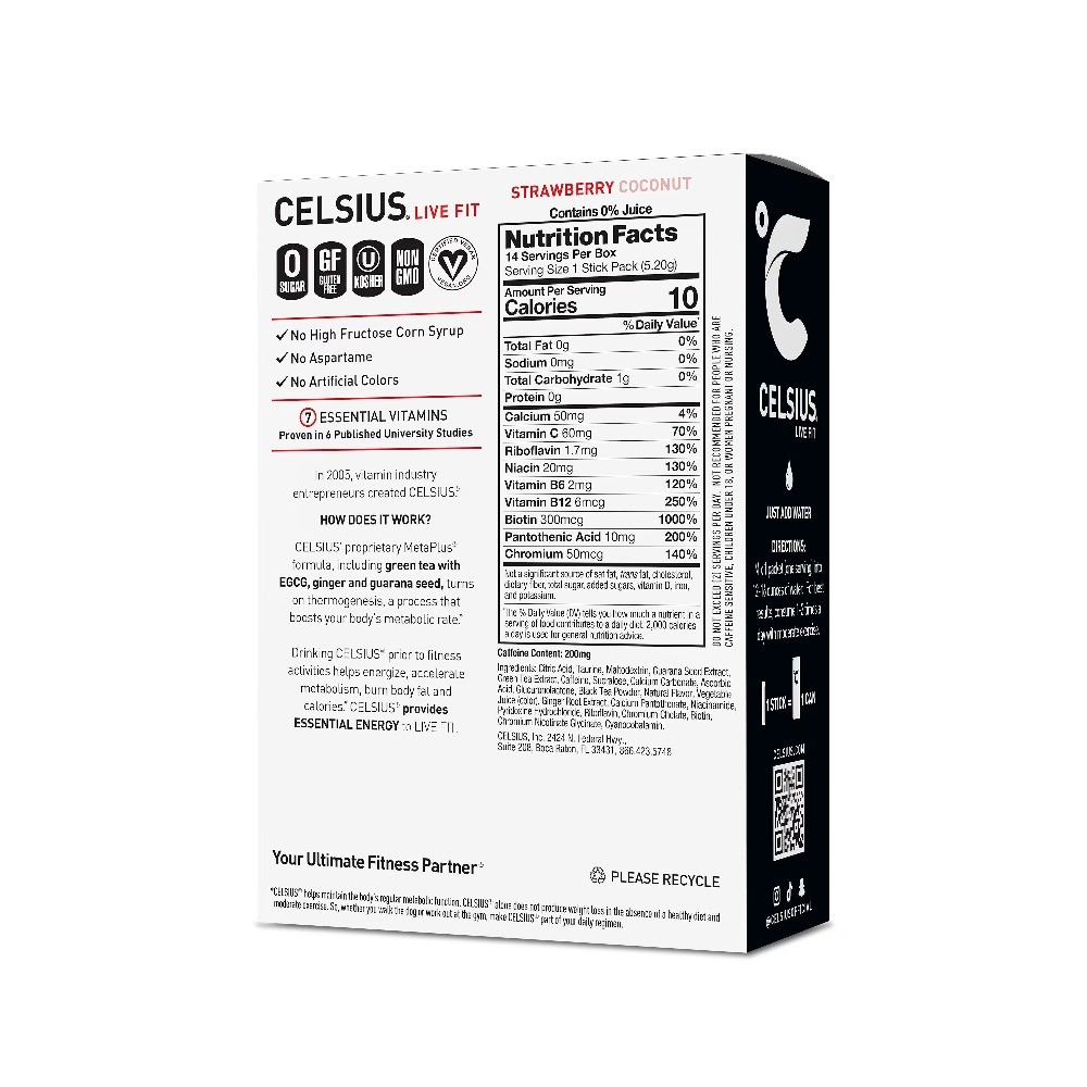 Energy Drink Mix, Strawberry Coconut (14 Stick Pack)