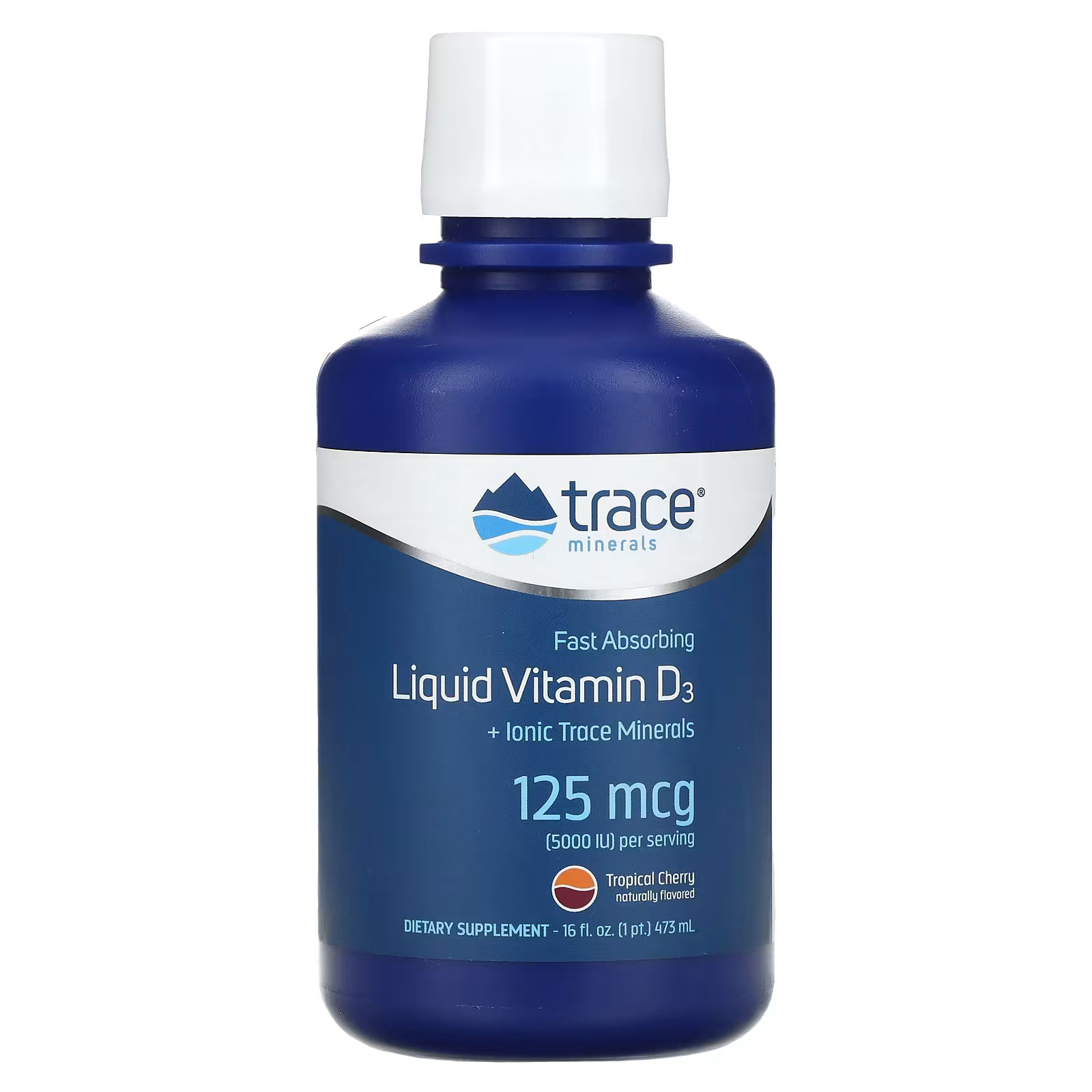 2 X Trace, Liquid Vitamin D3, Tropical Cherry, 125 mcg (5000 IU), 16 fl oz (473