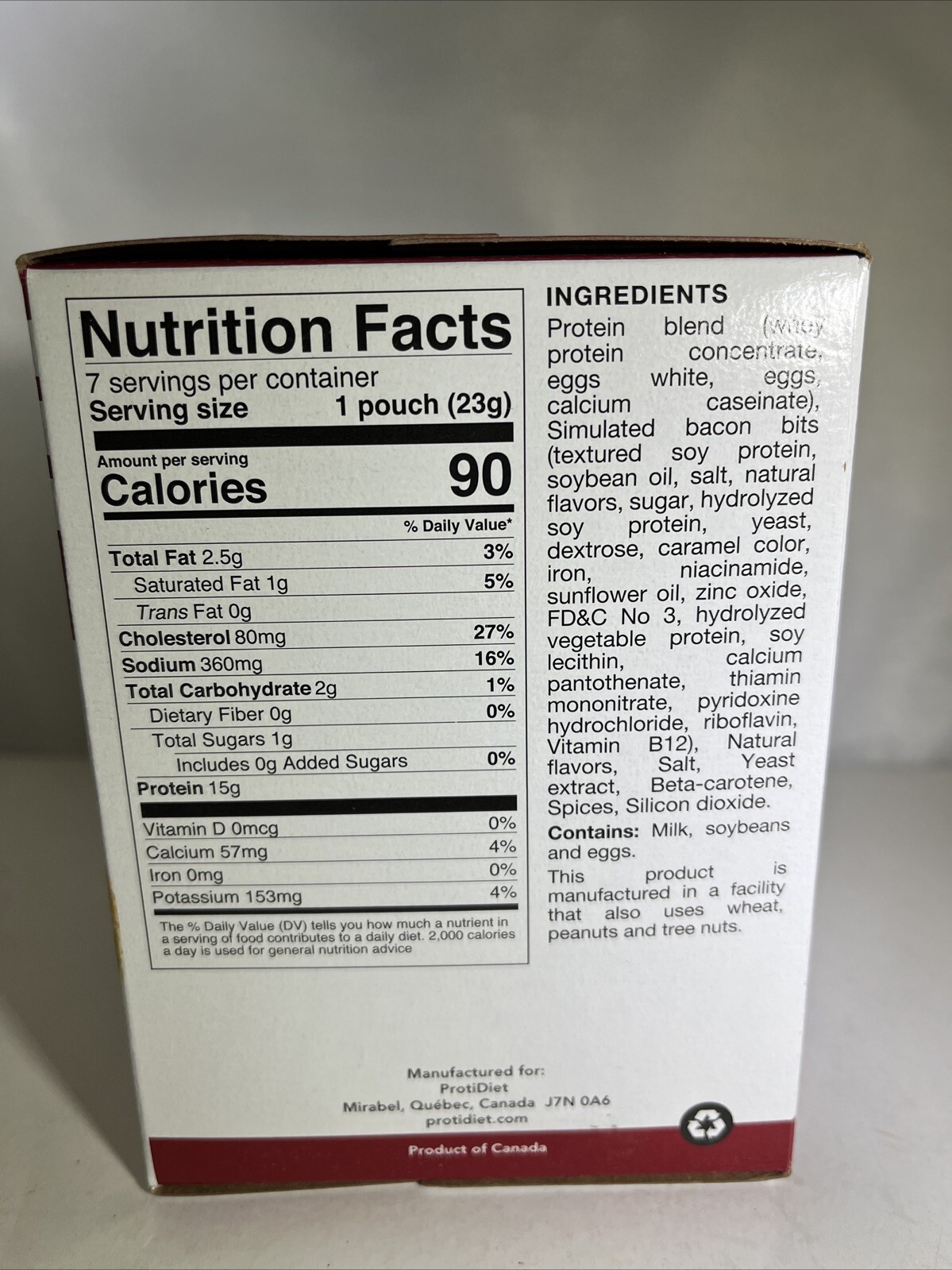 Proti Diet Bacon, Cheese Omelette Mix Meal Replacement seven pack