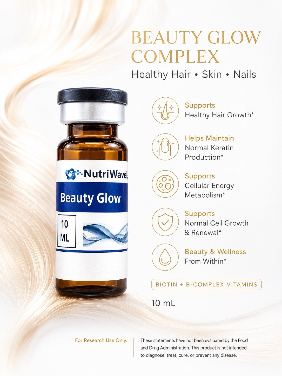 Vitamin Biotin Niacinamide Hair Skin Nails Beauty GlowComplex B Vitamins 10mL