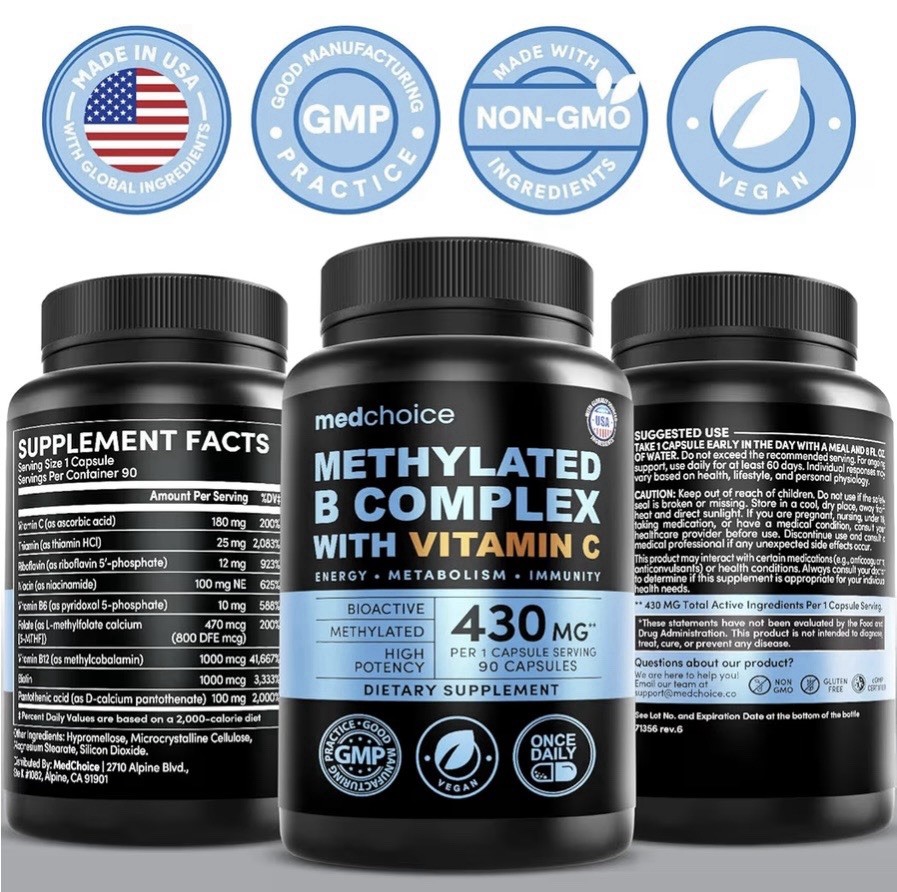 9-in-1 Vitamin B Complex Multivitamin Energy Metabolism Support Supplement 90 Ct