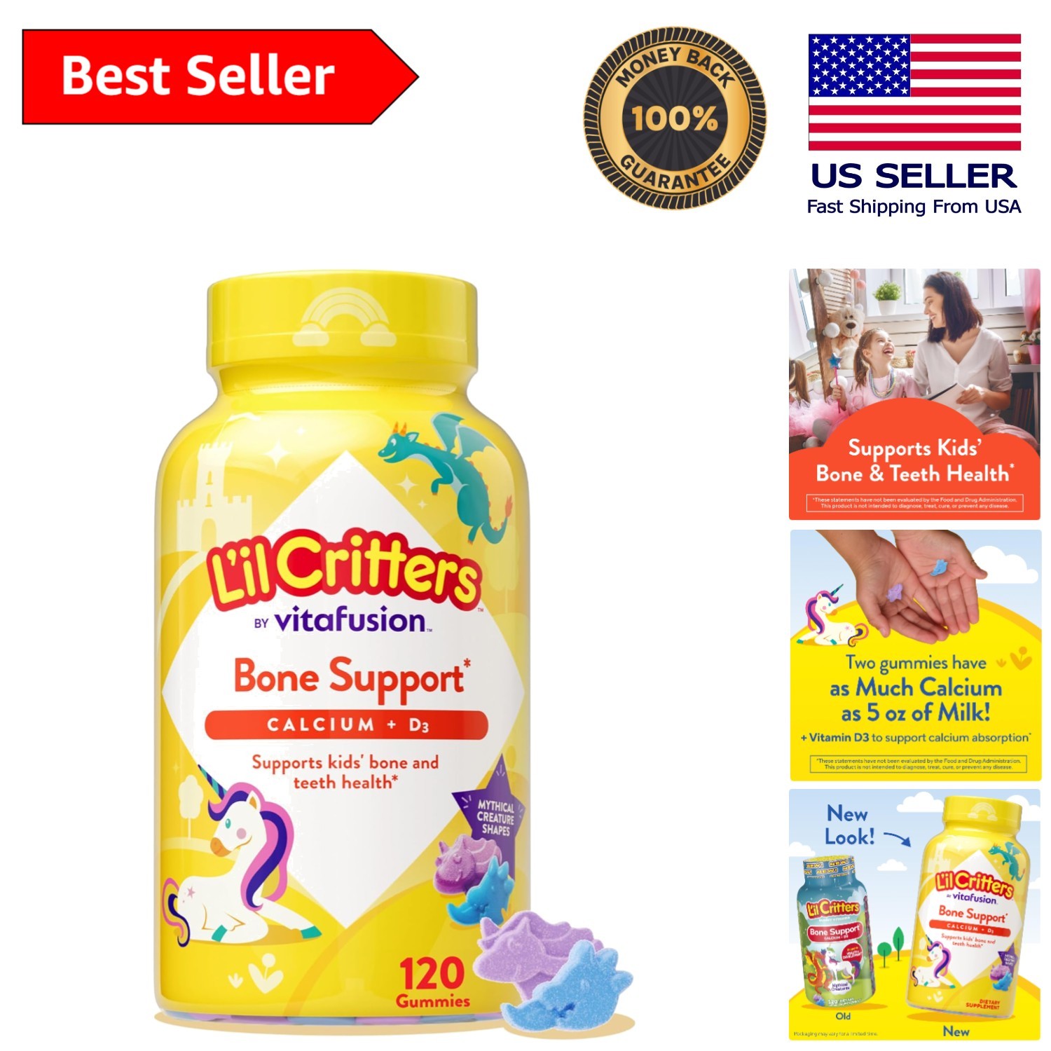 Delicious L’il Critters Bone Support Gummies – 120ct No Artificial Sweeteners