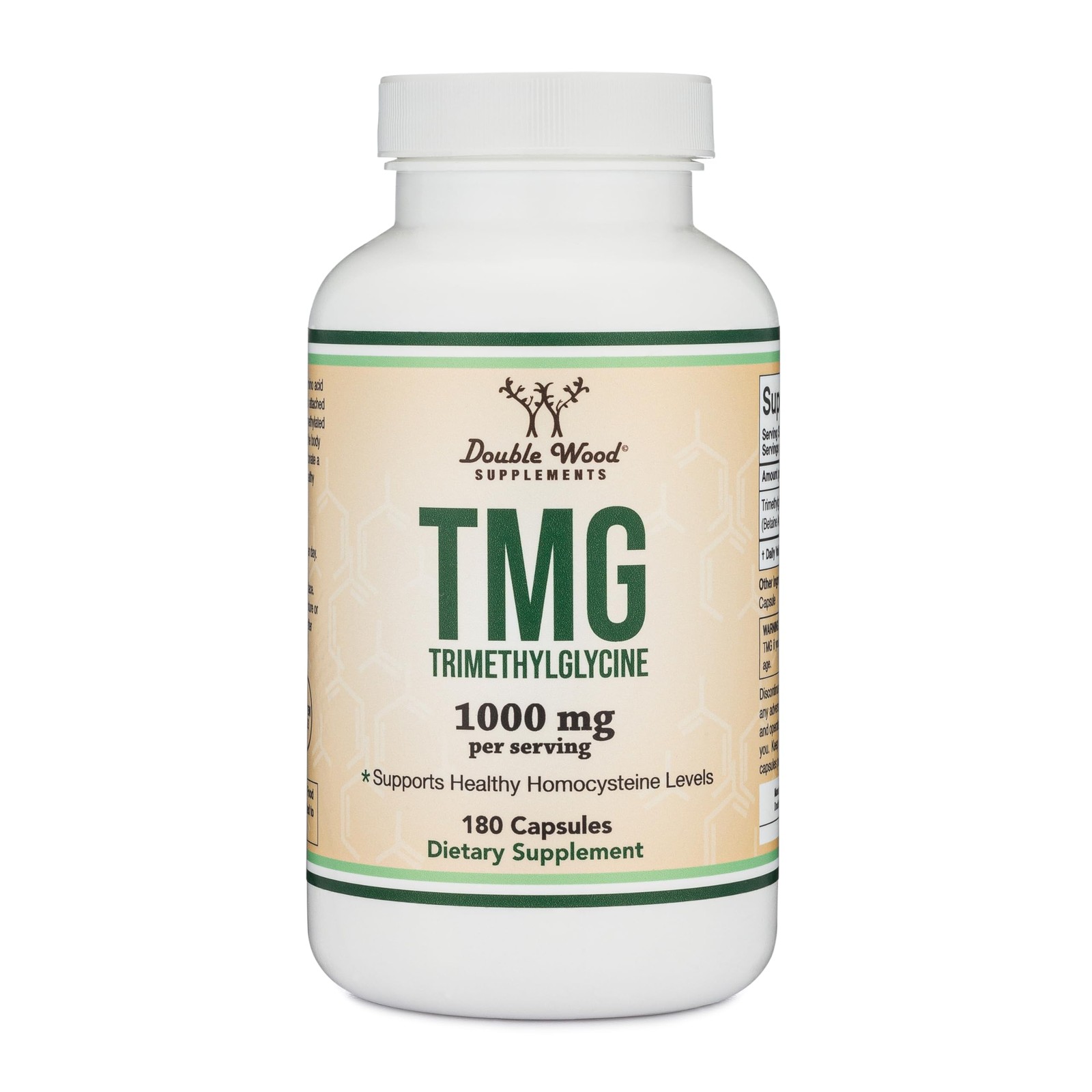 TMG Trimethylglycine Supplement – 99%+ Tested Purity – 180 Count (Pack of 1)