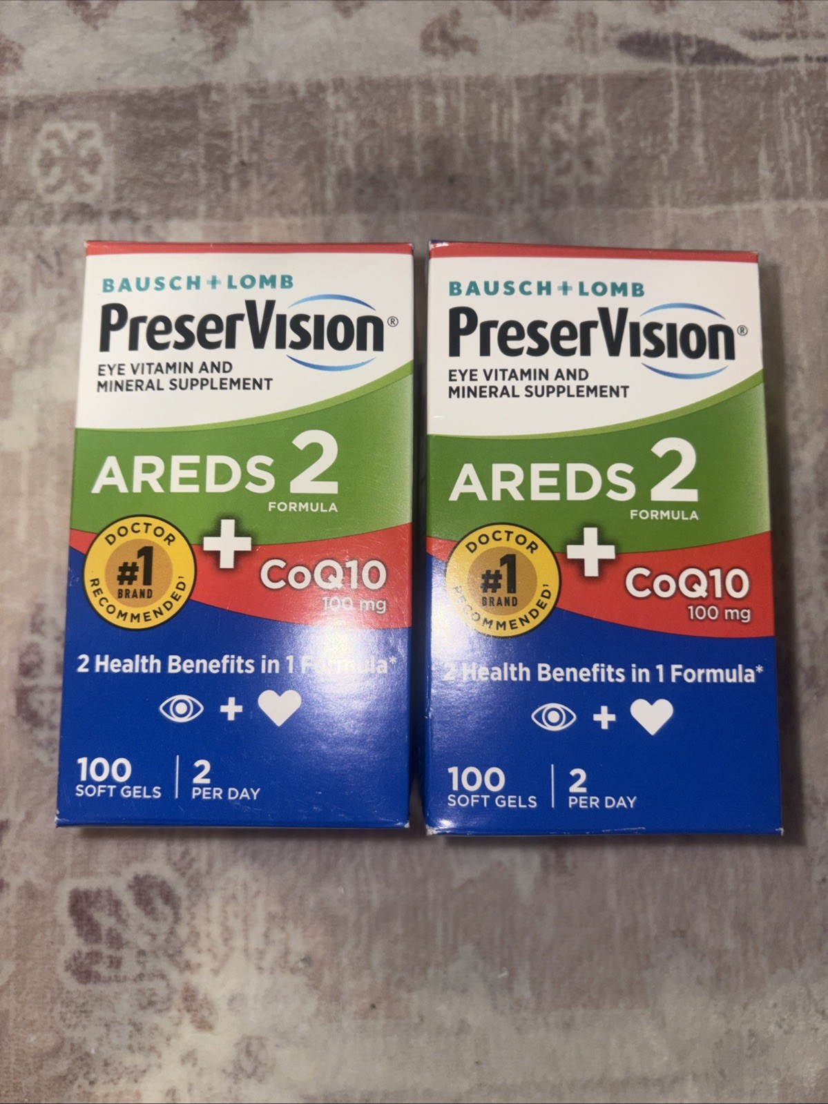 (2) 100 Bausch + Lomb PreserVision AREDS 2 Eye Vitamins – 200 Softgels exp 10/27