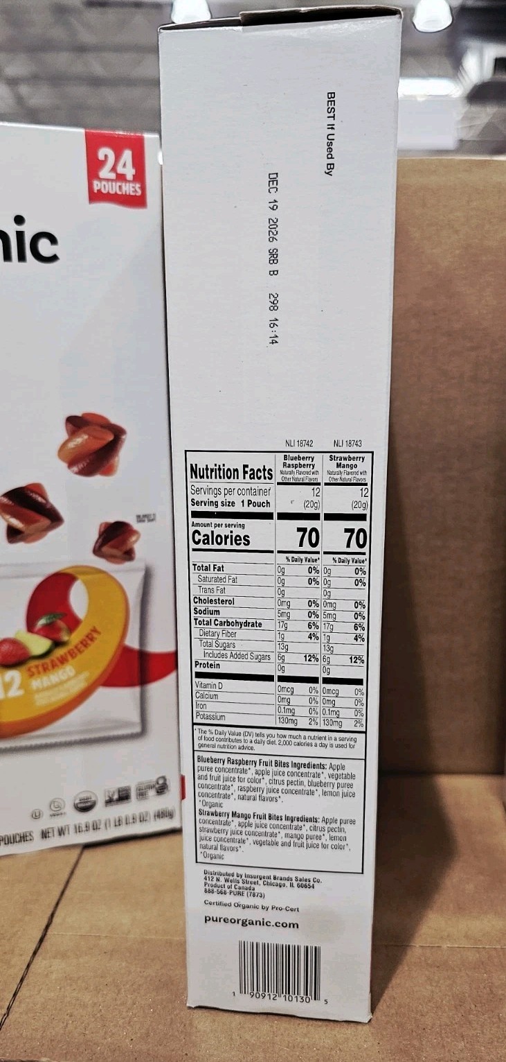 2x Pure Organic Layered Fruit Bars Variety Pack 28-count Organic Bars EXP 12/26