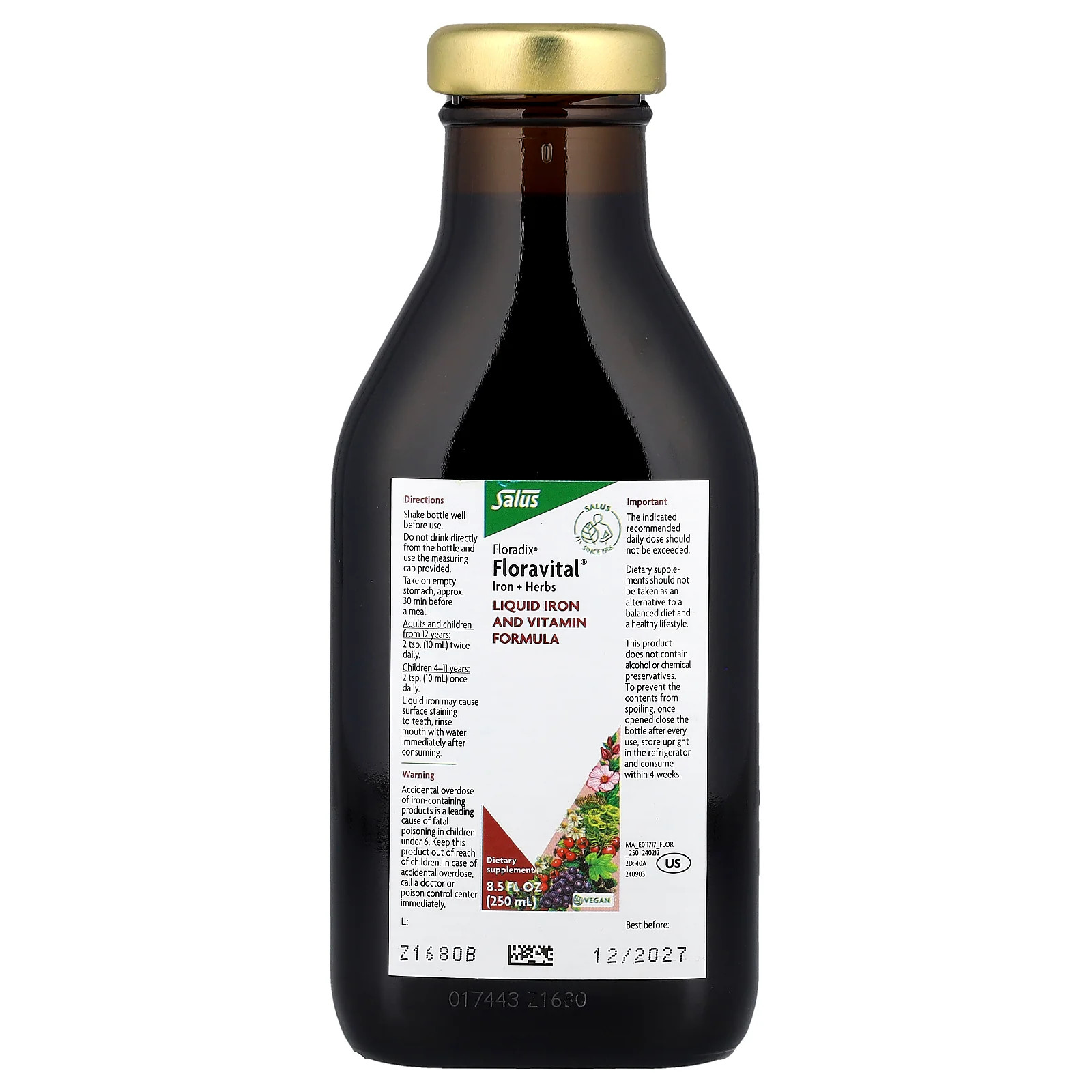 2 X Floradix, Floravital� Iron + Herbs, 8.5 fl oz (250 ml)