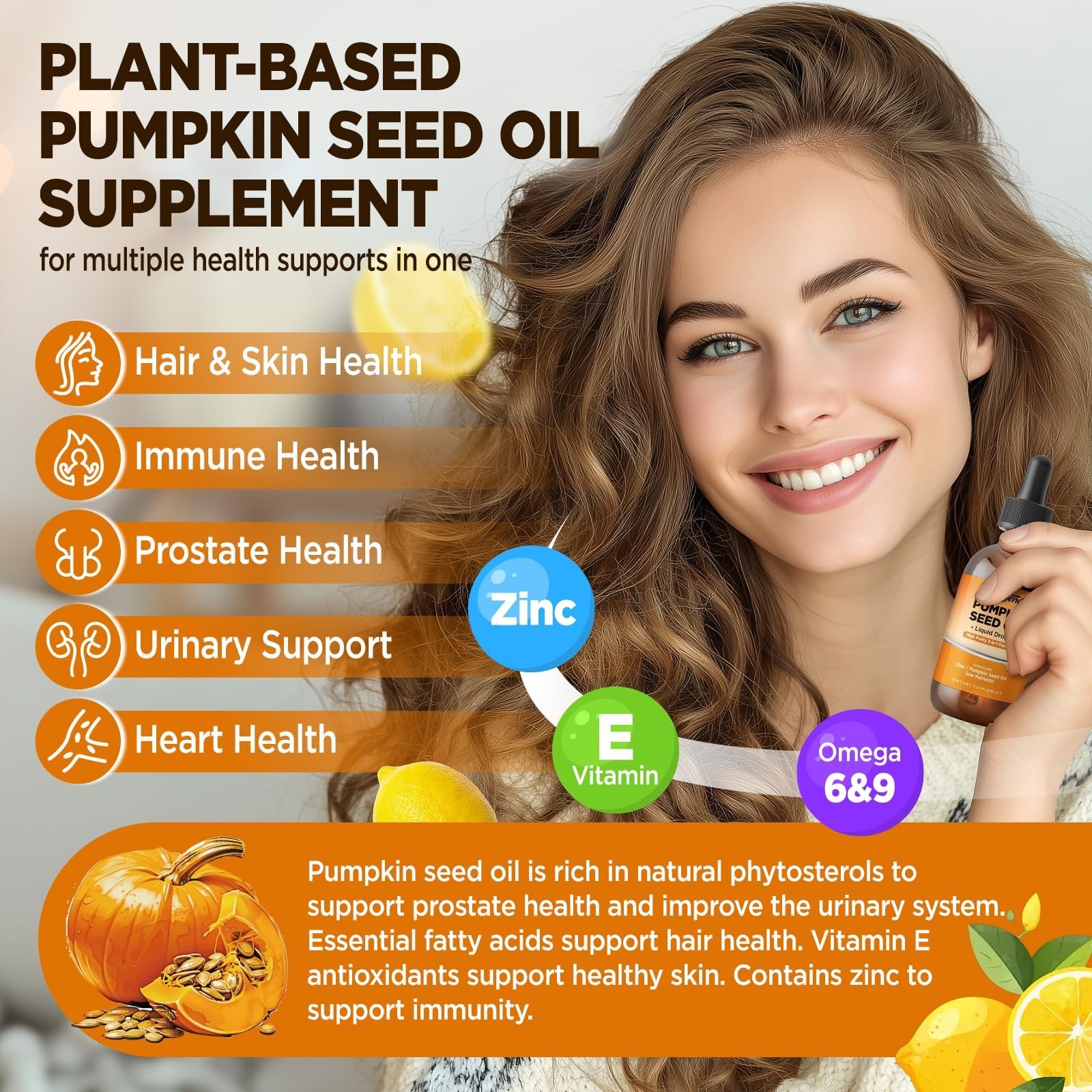 Organic Pumpkin Seed Oil Drops – DHT Blocker for Hair Growth & Prostate Health,