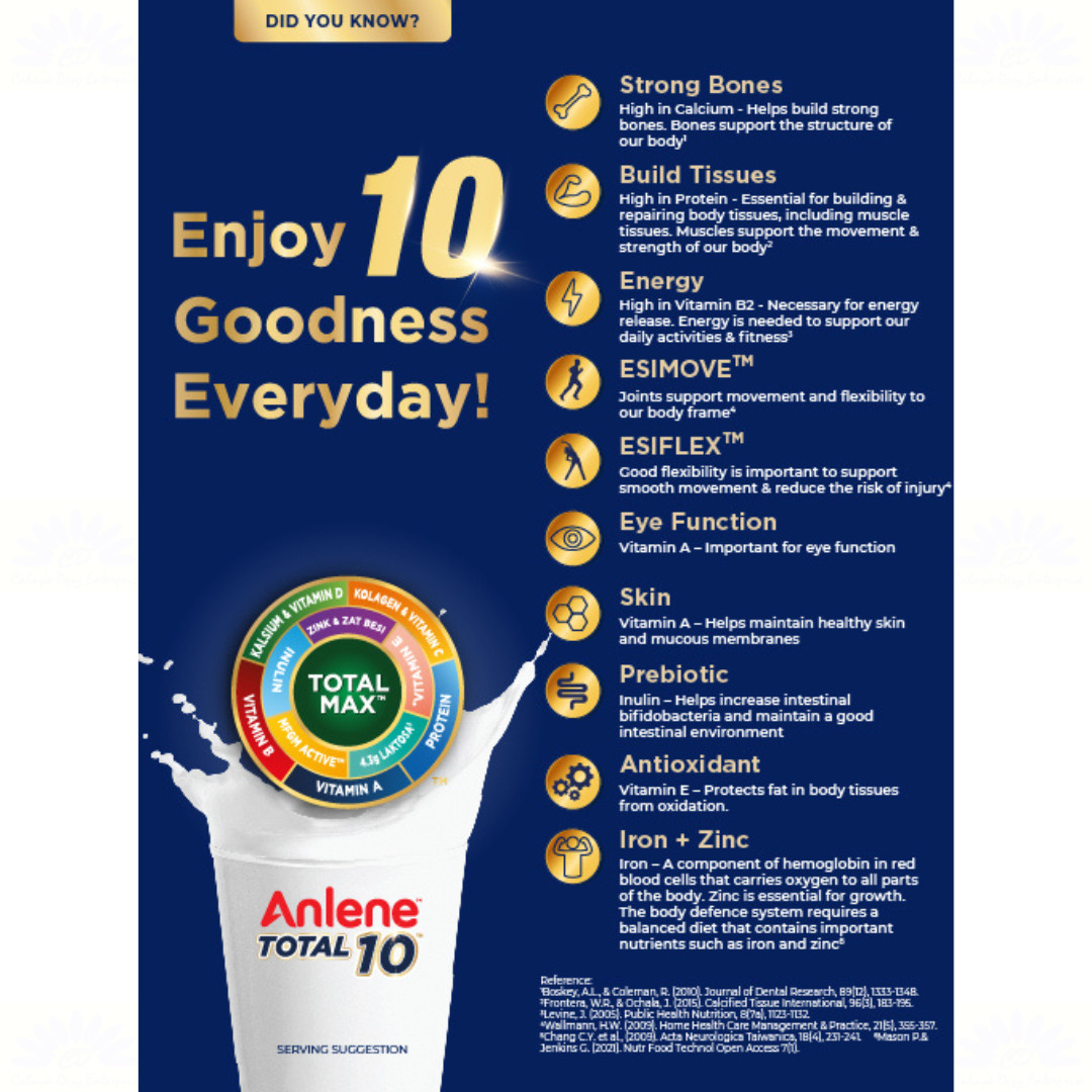 1 X Anlene Total 10 High Calcium & Collagen Adult Milk Powder 800g