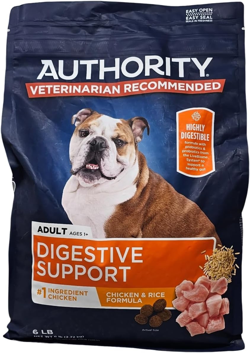 Authority Digestive Support Adult Chicken and Rice Dry Dog Food,6 Pound Bag