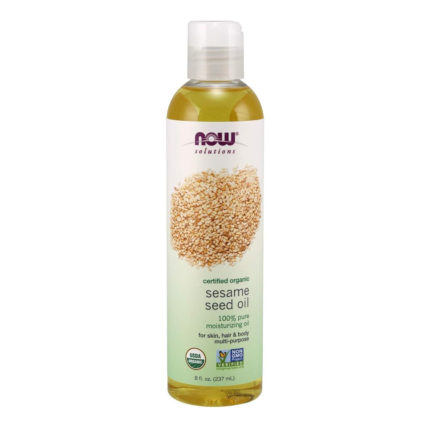 NOW, Organic Sesame Seed Oil, 100% Pure Moisturizing Oil for Skin and Hair, 8-Oz
