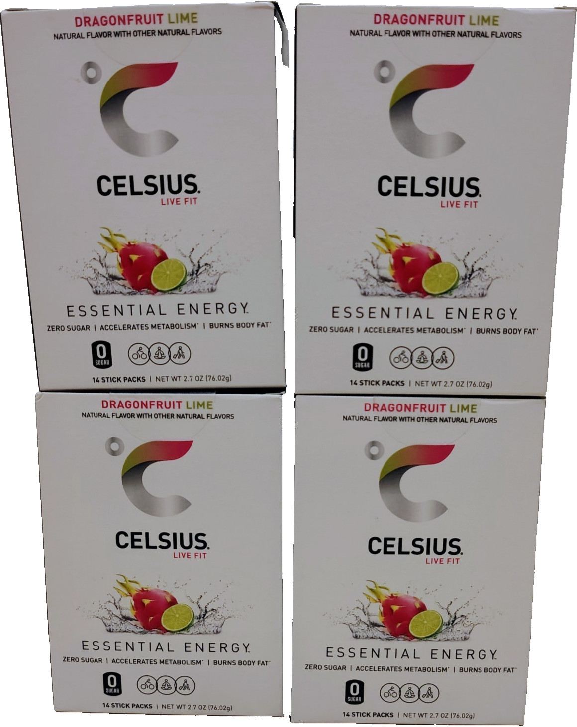 Celsius Essential Energy Dragonfruit Lime Drink Mix Zero Sugar – 56 drink packs
