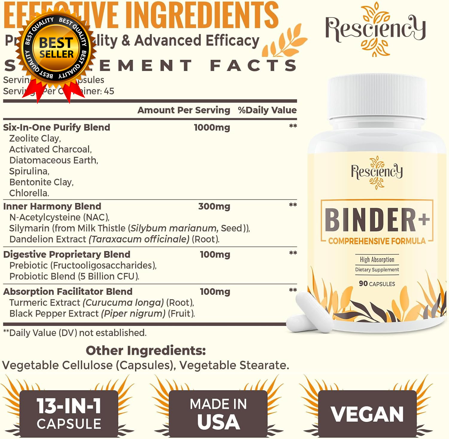Detox Binder Supplement Activated Charcoal Zeolite Bentonite Clay Milk Thistle
