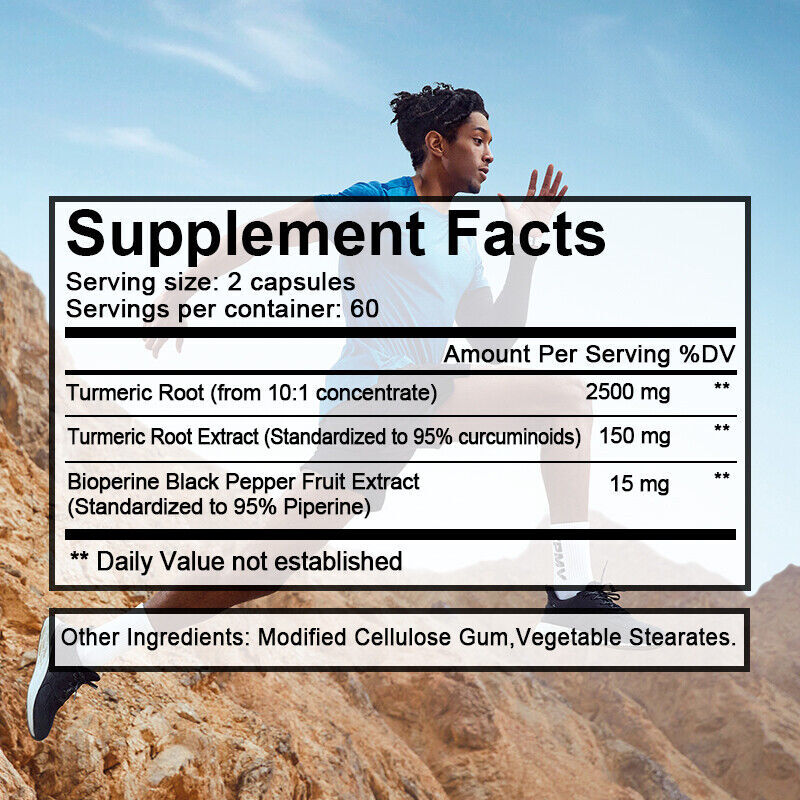 Organic Turmeric Capsules | Curcumin & Piperine 2500mg IMPROVE JOINT SUPPORT