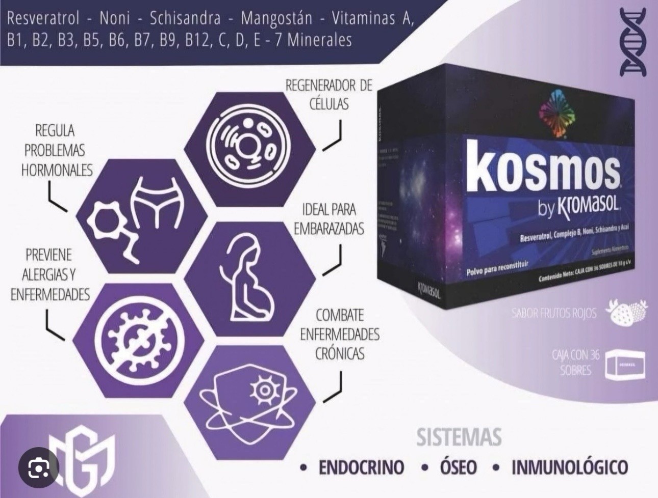 Kromasol Kosmos Vitamin & Mineral Herbal Powder Sachets Red Fruits 36 x 10g