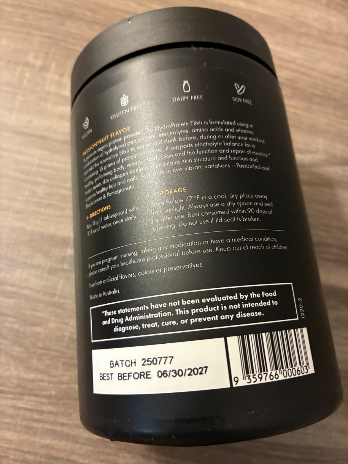 WelleCo HydroProtein Elixir Passionfruit Vegan Gluten Free