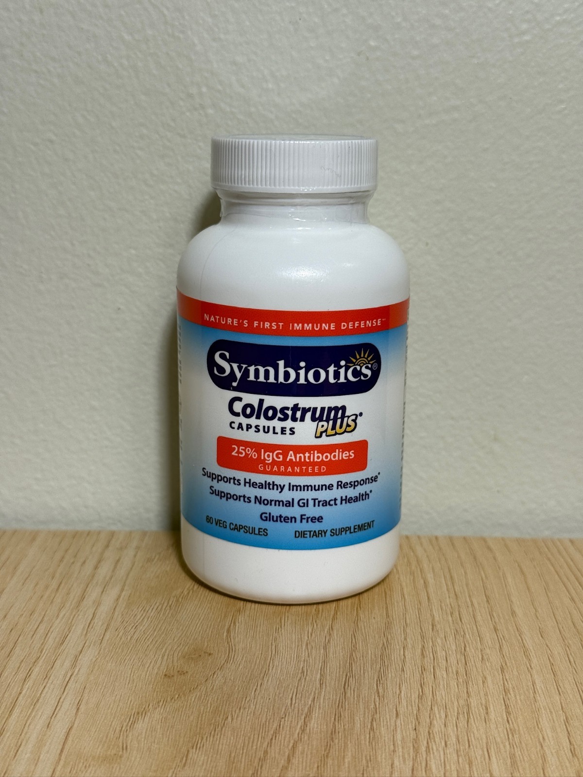 Symbiotics Colostrum Plus 60 Veg Capsules 25% IgG Immune Support New Sealed