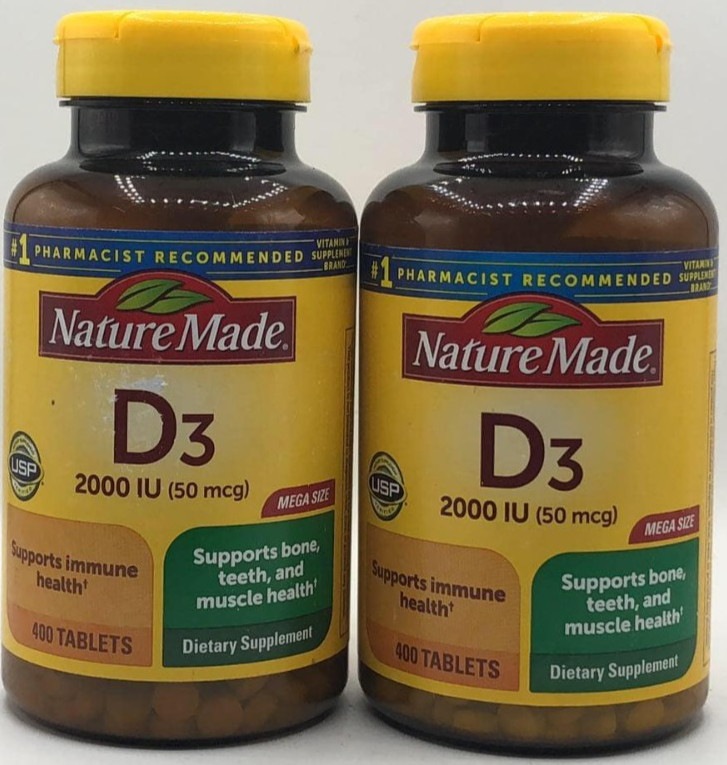 2PK Nature Made D3 2000 IU ~ 400 Tablets Each ~ 6/26 ~ FAST SHIP ~ SEALED