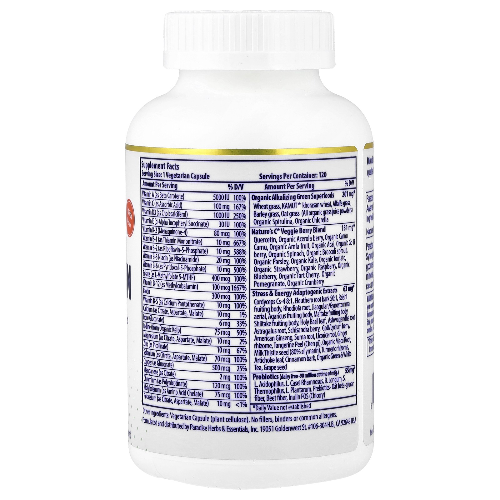 Earth’s Blend, One Daily Superfood Multi-Vitamin with Iron, 120 Vegetarian
