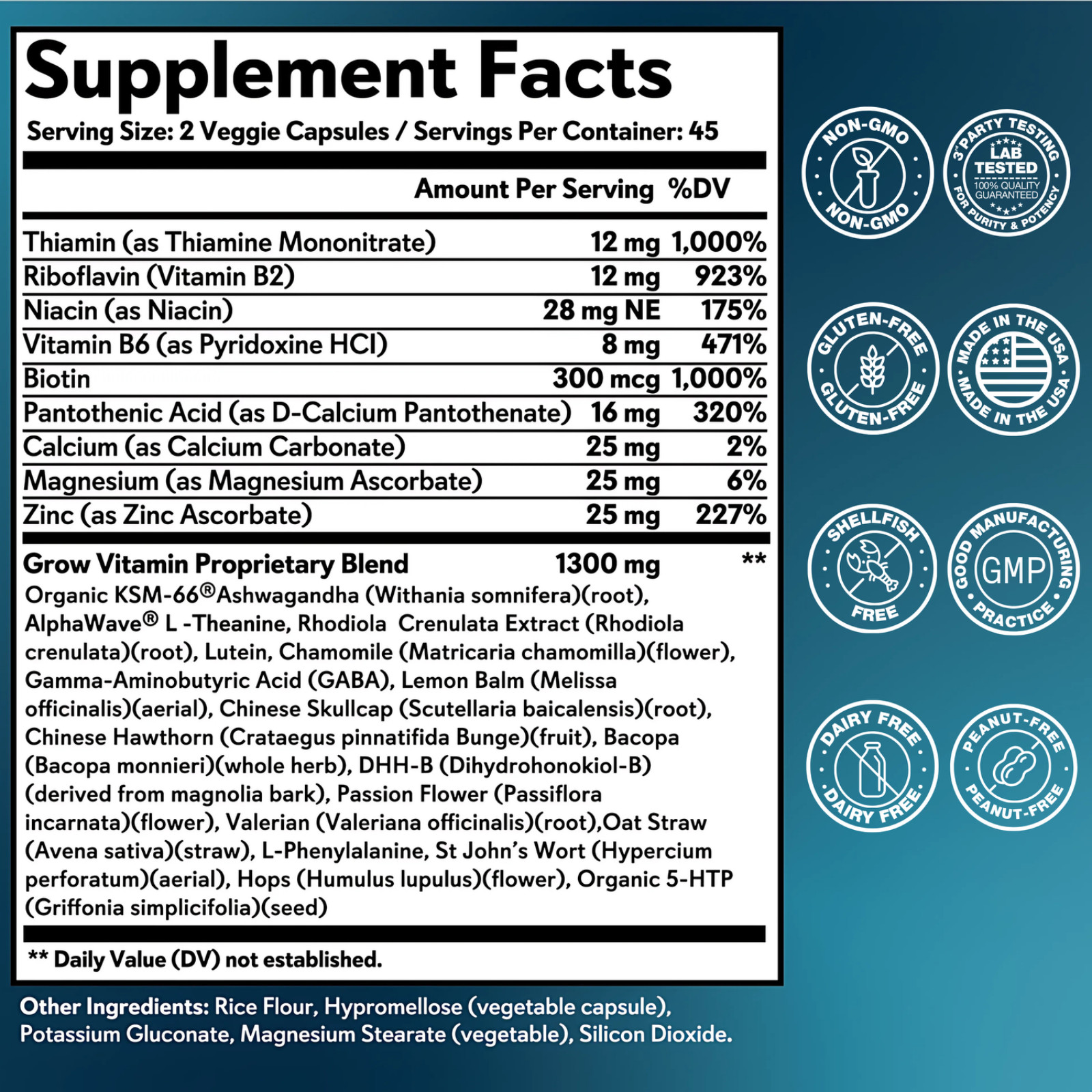 Grow Vitamin Beyond Cortisol – Comprehensive stress support supplement, 90 caps