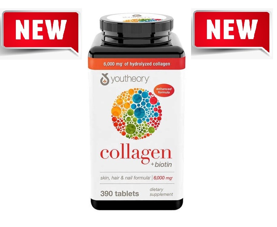 NEW! Youtheory Collagen Advanced Formula Tablets with 18 Amino Acids 390 Piece