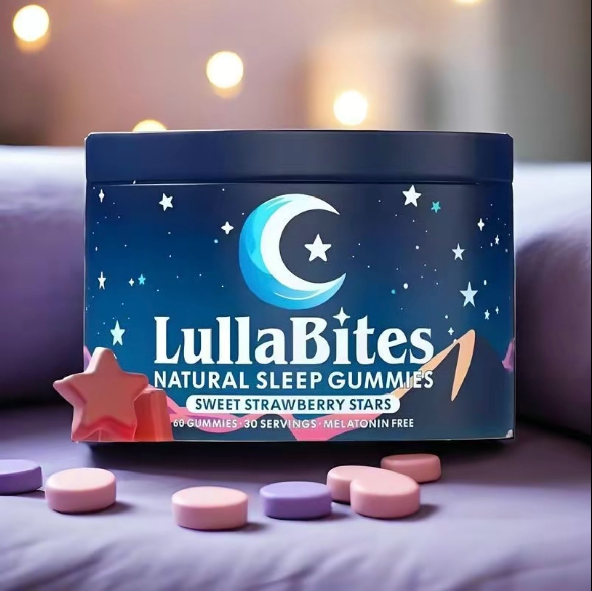 LullaBites Melatonin Free Natural Sleep Gummies Strawberry Flavor Calming Herbal