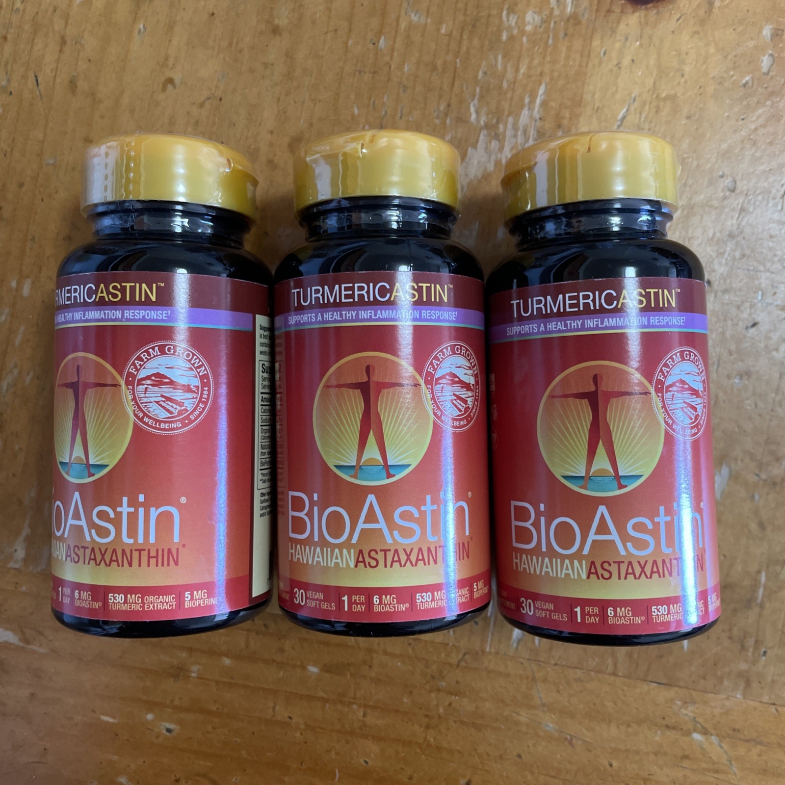 3x Nutrex Hawaii BioAstin Turmericastin Hawaiian Astaxanthin 30 Vegan Gels Each