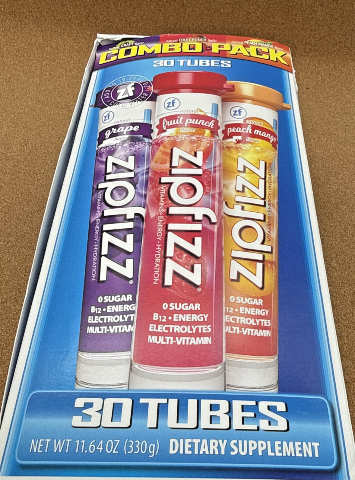 Zipfizz Multi-Vitamin Energy Hydration Drink Mix 30-ct Grape Fruit Punch Mango