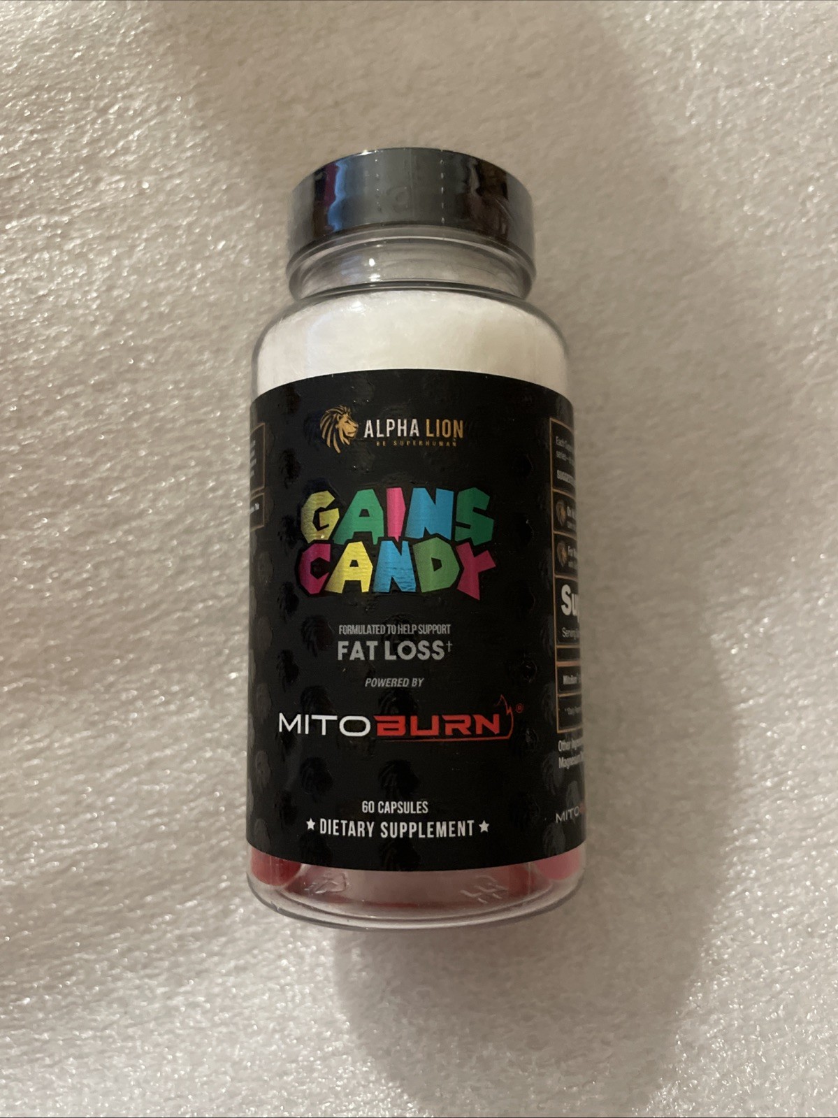 Alpha Lion Gains Candy Fat Loss Mitoburn 60 Capsules Exp 06/2026