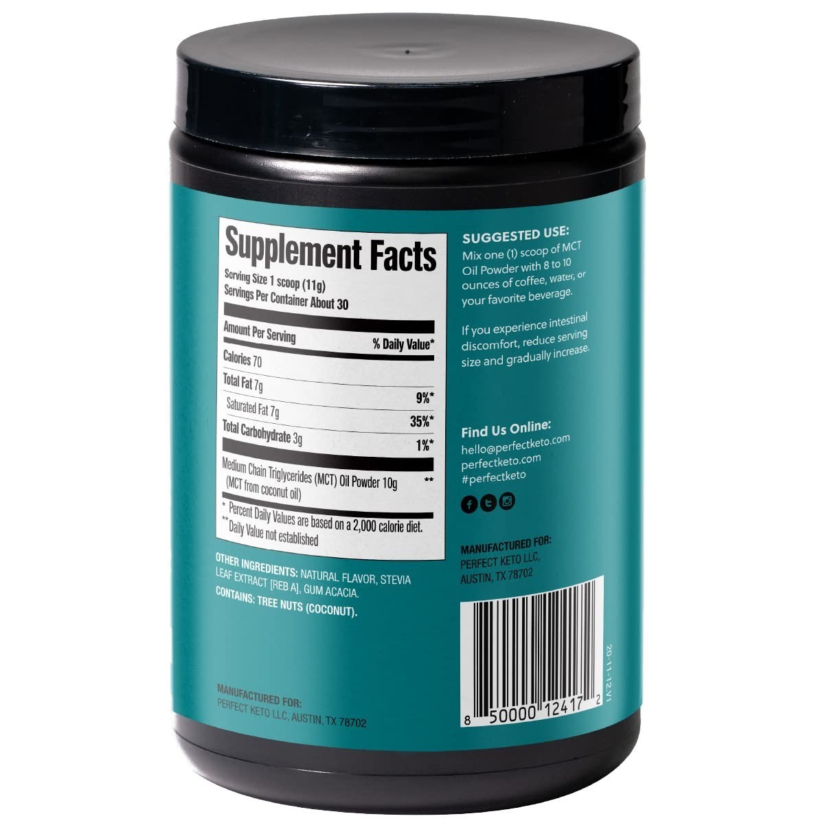 Keto-Friendly Vanilla MCT Oil Powder, 7g of Pure Coconut Goodness – 30 Servings
