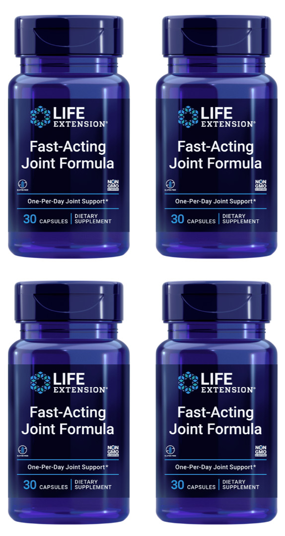 4 PACK Life Extension Fast Acting Joint Formula One per Day Support 30 Capsules