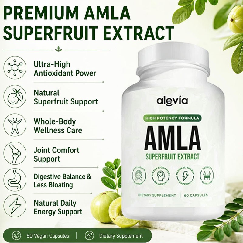 5x Alevia Organic Amla Capsules 1000mg Indian Gooseberry Antioxidant Supplement