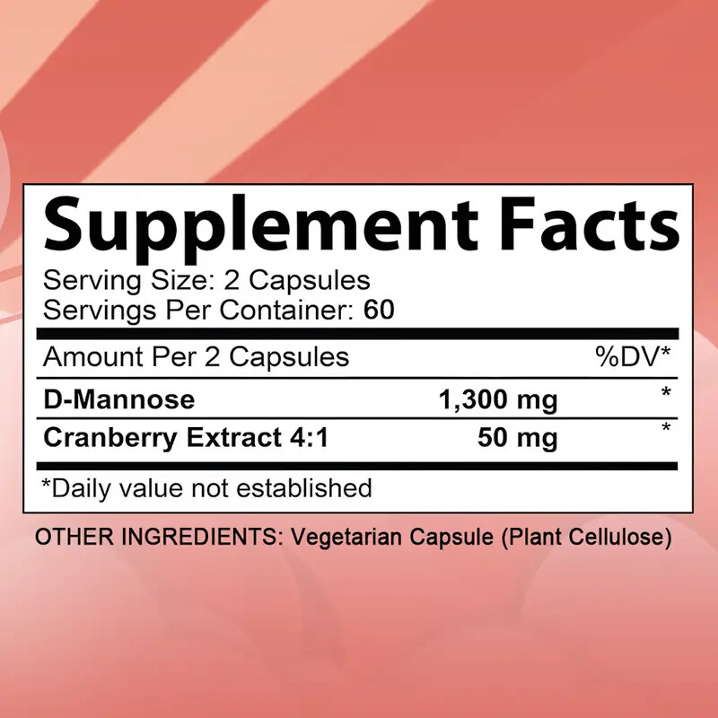 D-Mannose 1300mg 2X120 Caps UT Urinary Tract/Liver Function/Bladder