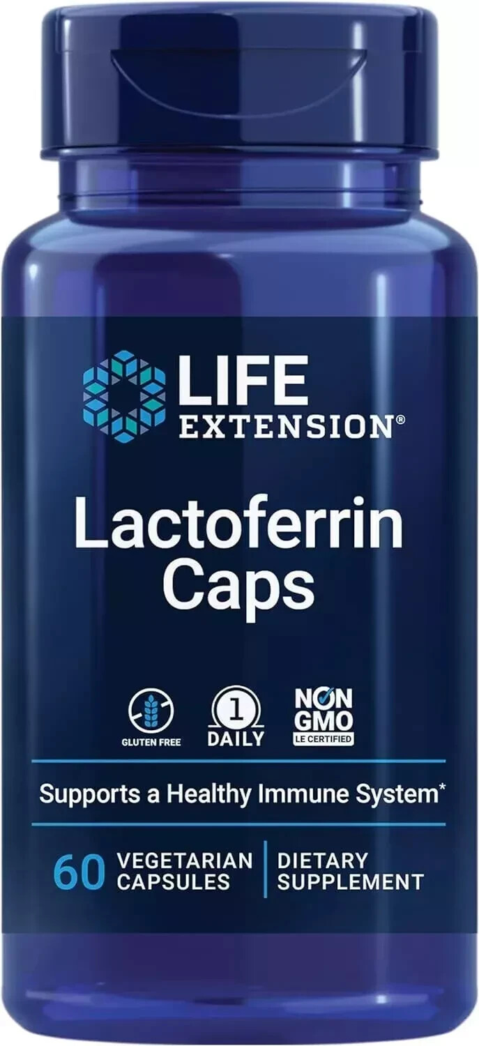 Life Extension Lactoferrin 300mg – 60 Capsules – (from bovine whey) – Newest Exp