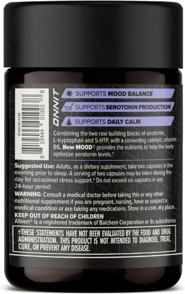 2-ONNIT New Mood Stress Support 30 Capsules, Stress, Calm & Sleep Support, 08/26