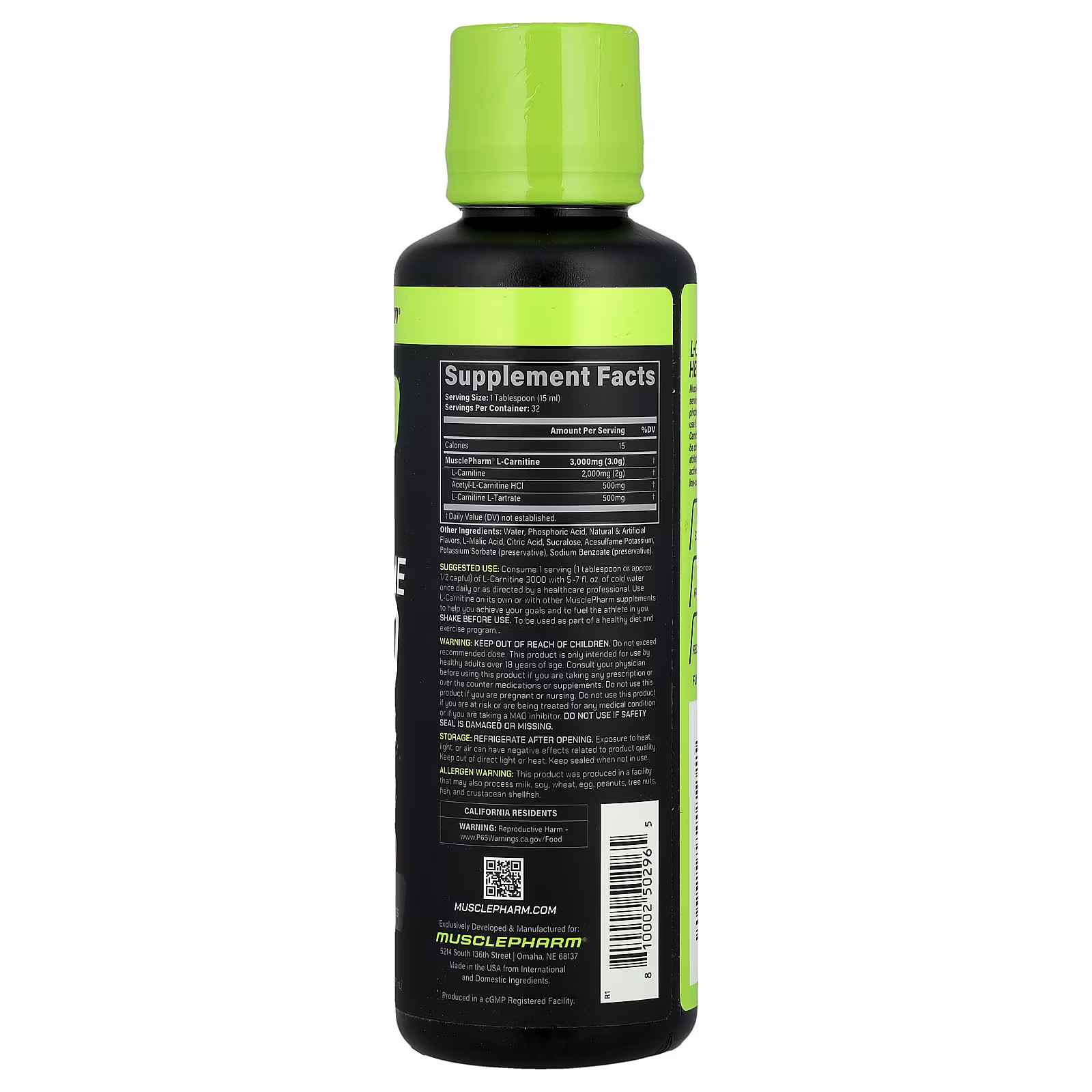 2 X MusclePharm, Select L-Carnitine 3000, Sour Cherry , 16 fl oz (480 ml)